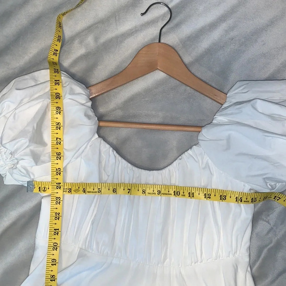 Abercrombie & Fitch size medium petite white puff sleeve babydoll mini dress - Picture 9 of 9